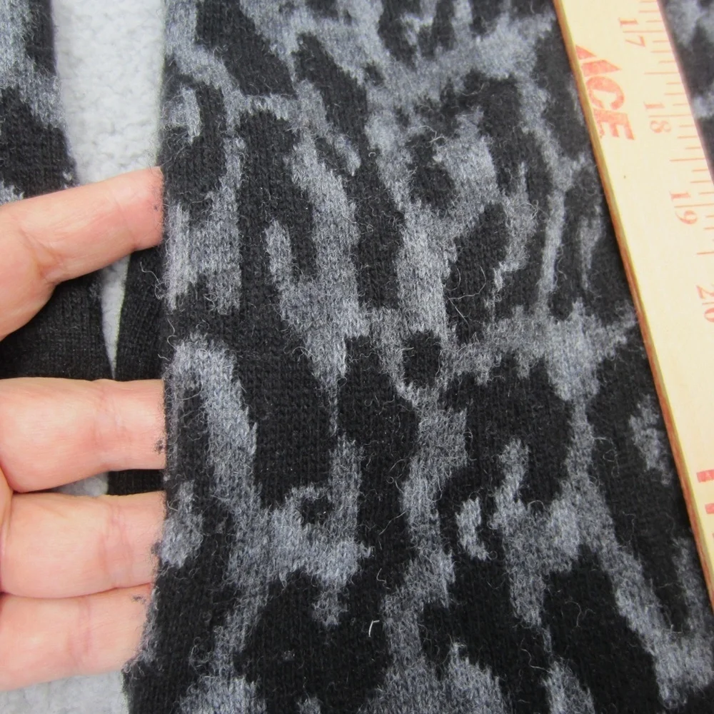 Womens Cardigan size S Wool Blend Long‎  Black/Grey Leopard 1 Button cozy  Italy